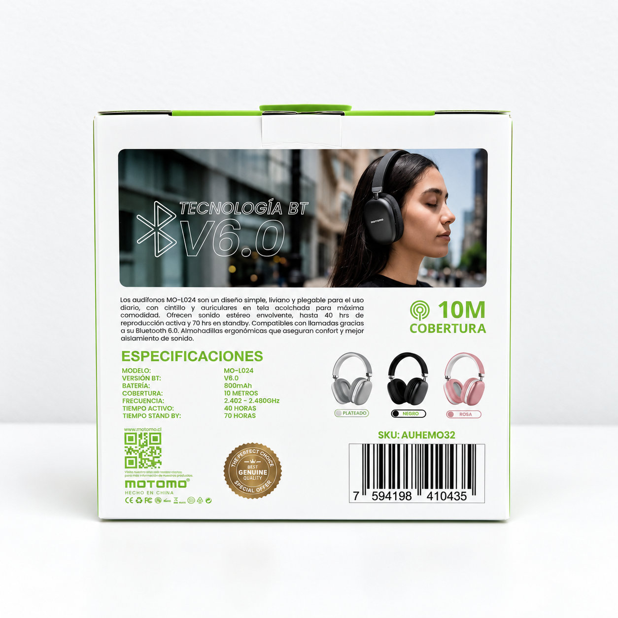 Audífonos Bluetooth Motomo | 70 Horas - Imagen 5