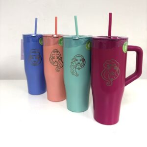 Mug Térmico Disney Princesas 1160 ml con Bombilla y Asa